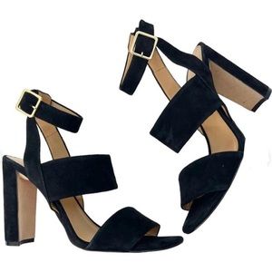 J. Crew black suede block heel sandals